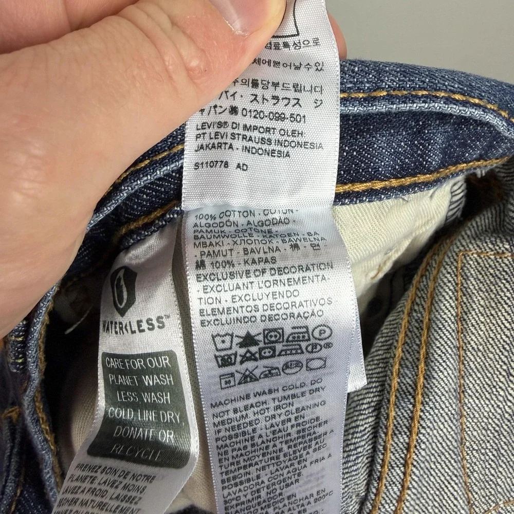 Levis 559 Jeans Mens 32x34 Blue Denim Straight Leg Waterless 100% Cotton‎